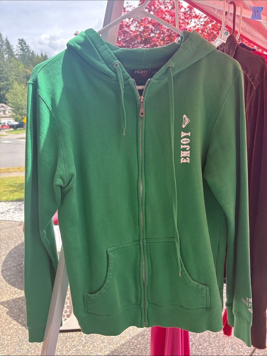 Roxy Jackets & Blazers - Roxy Forest Green Full-Zip Hoodie with Logo